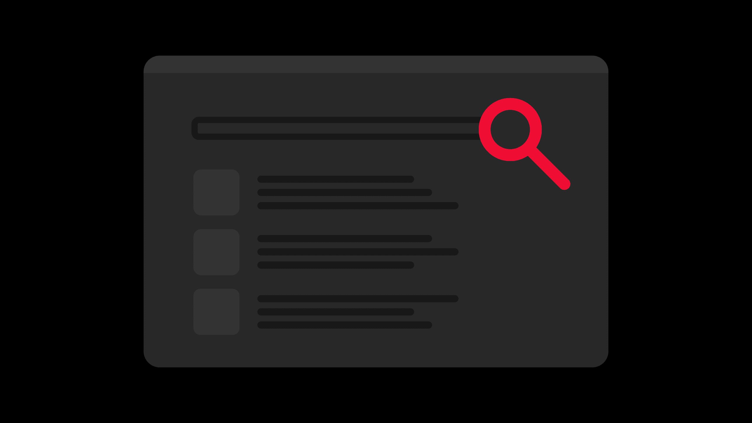 A search interface displaying a text input field and a magnifying glass icon, indicating a search functionality.