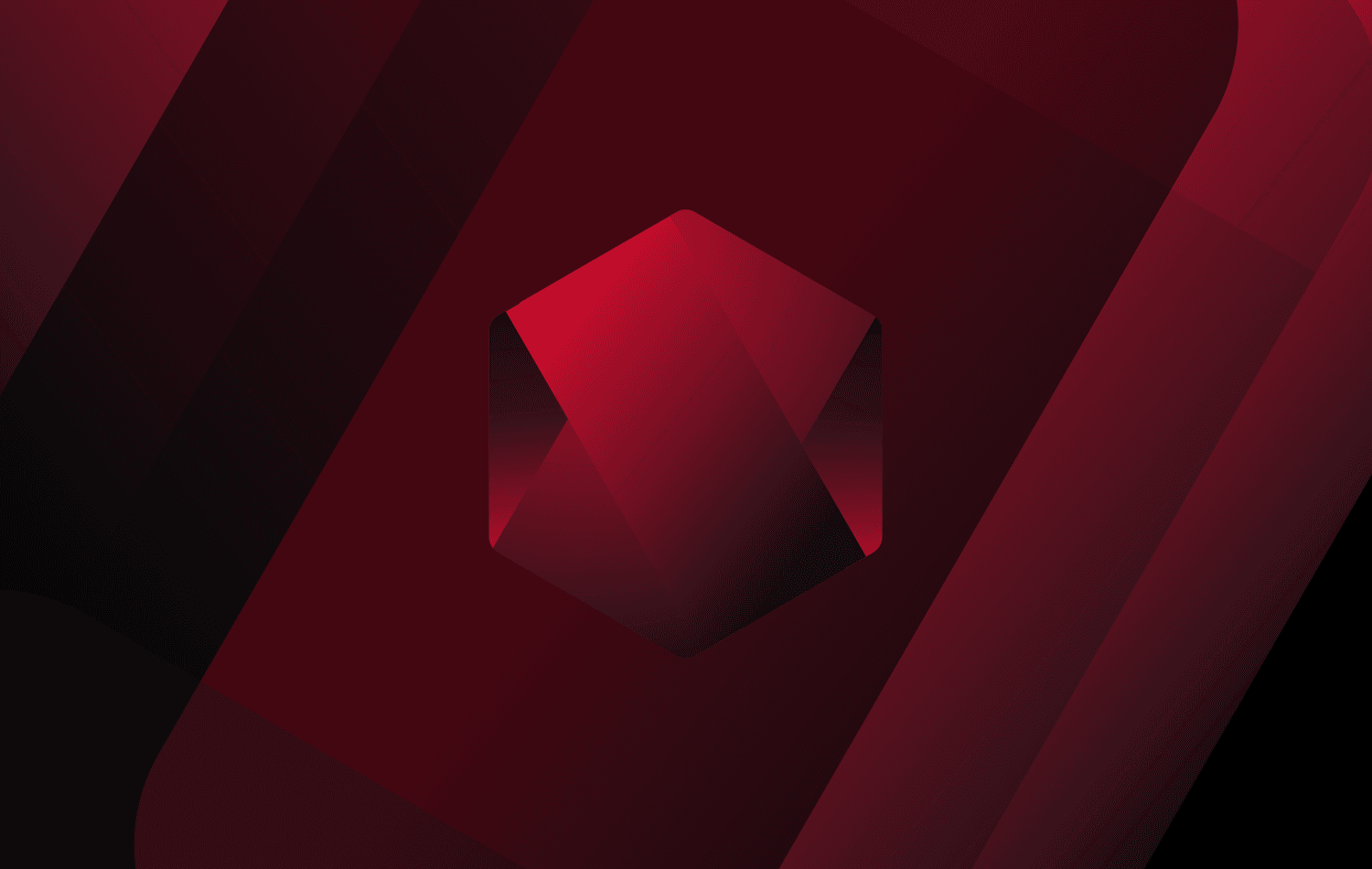 Red and black abstract design featuring geometric shapes and gradients.