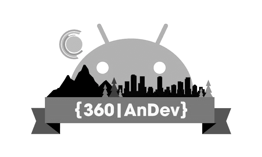 Logo featuring an Android robot silhouette, mountains, a city skyline, and the text "{360|AnDev}".